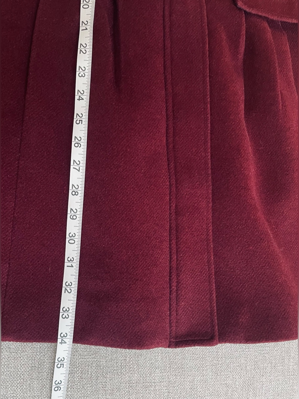 Loft Vintage Burgundy Wool Blend Zip Front Pockets Collarless Coat Fall Winter - Picture 7 of 10